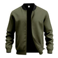 Mens American Retro Minimalist Zip Up Stand Up Collar Jacket